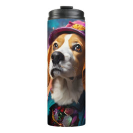 Beagle in einem rosa Hut Thermosbecher