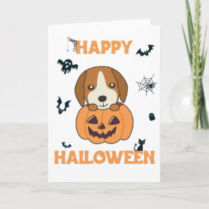 Beagle in Kürbis Süße Hunde Frohes Halloween Karte