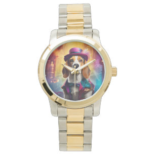 Beagle in lebendiger Kostüm Armbanduhr