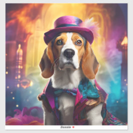 Beagle in lebendiger Kostüm Aufkleber