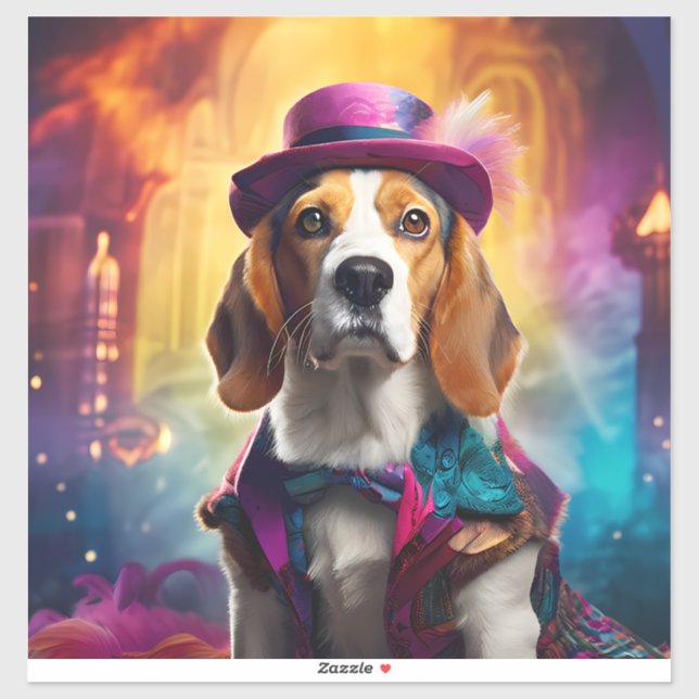 Beagle in lebendiger Kostüm Aufkleber (Blatt)