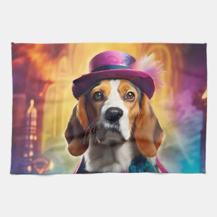 Beagle in lebendiger Kostüm Geschirrtuch