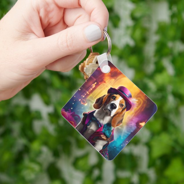 Beagle in lebendiger Kostüm Schlüsselanhänger (Hand)