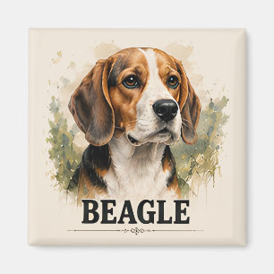 Beagle-Jagdhund-Porträt Premium-Kunstwerk Magnet