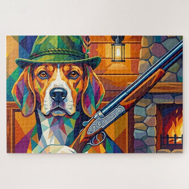 Beagle Jäger Pop Art – Moderner Jagdhund (Horizontal)