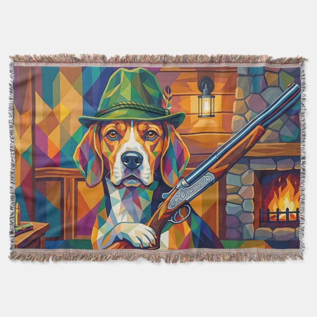 Beagle Jäger Pop Art – Moderner Jagdhund Decke (Vorderseite)