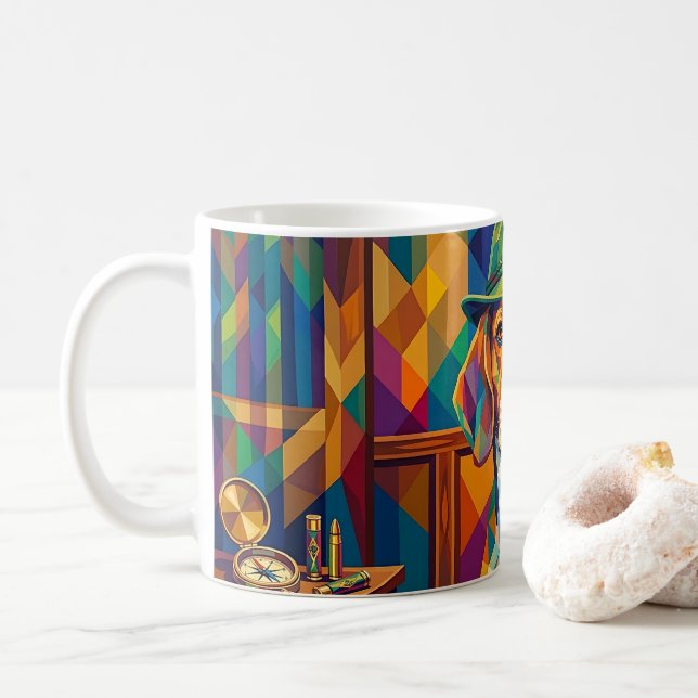Beagle Jäger Pop Art – Moderner Jagdhund Kaffeetasse (Mit Donut)