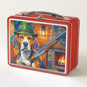 Beagle Jäger Pop Art – Moderner Jagdhund Metall Brotdose
