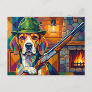 Beagle Jäger Pop Art – Moderner Jagdhund Postkarte