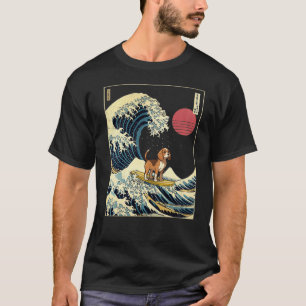 Beagle Japanisch Kanagawa Wave Funny Surf Dog T-Shirt