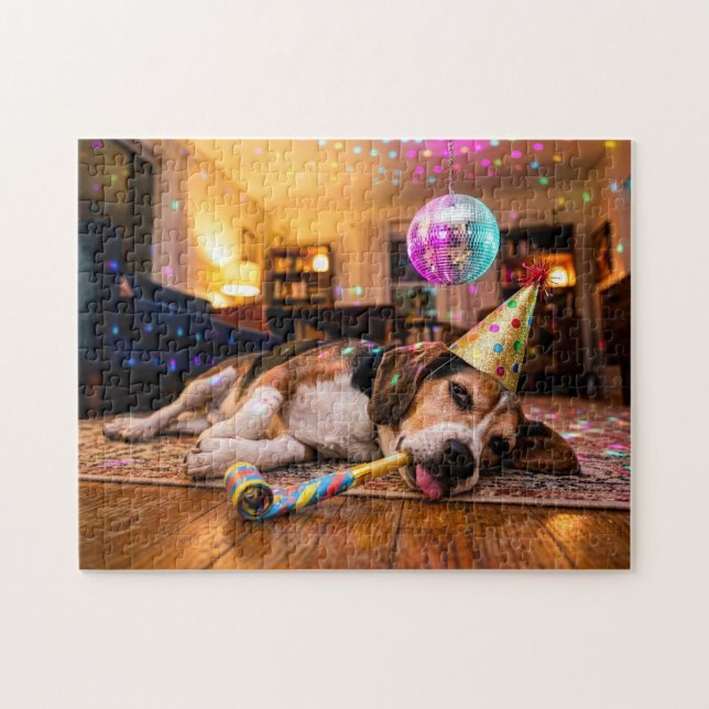 Beagle Kater nach Silvesterparty (Horizontal)