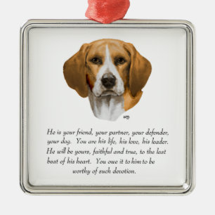 Beagle Keepake MALE Silbernes Ornament