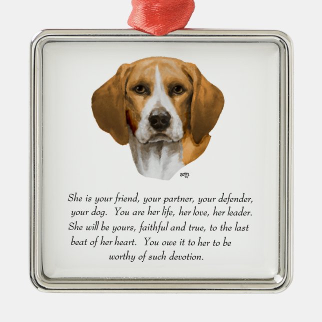 Beagle Keepake Silbernes Ornament (Vorne)