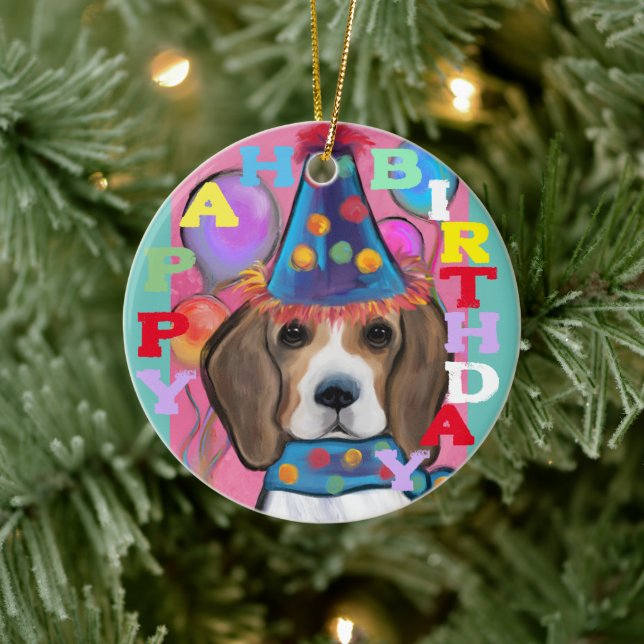 BEAGLE        KERAMIK ORNAMENT (Baum)