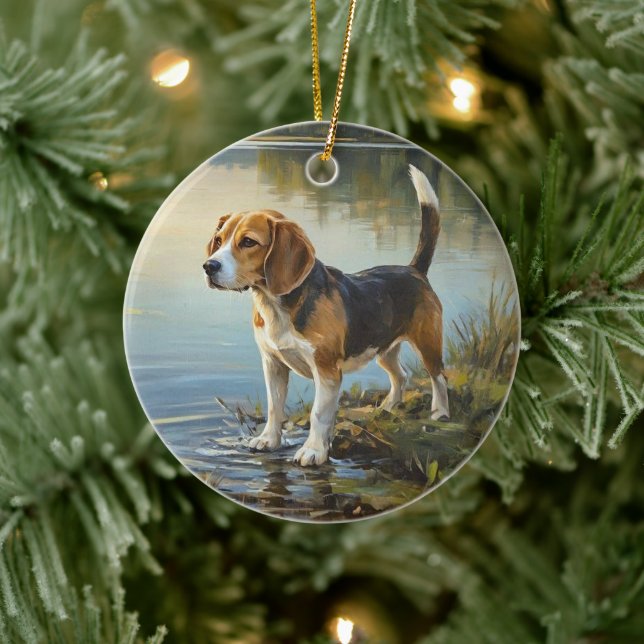 Beagle Keramik Ornament (Baum)
