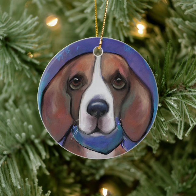 Beagle   keramik ornament (Baum)