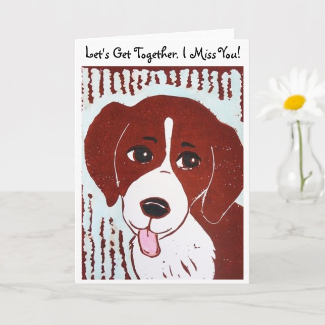 Beagle, lass uns zusammenkommen. Ich vermisse dich Karte (Kleine Pflanze)