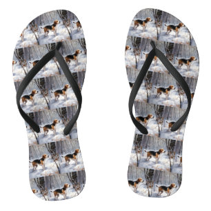 Beagle lässt es Weihnachten schneien Flip Flops