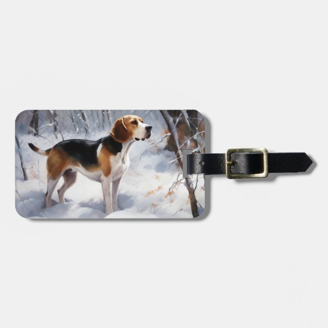 Beagle lässt es Weihnachten schneien Gepäckanhänger (Vorderseite horizontal)