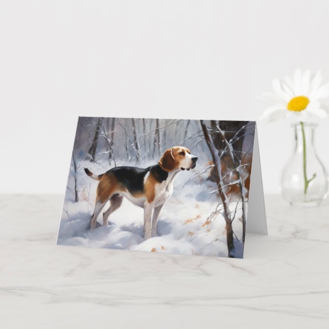 Beagle lässt es Weihnachten schneien Karte (Kleine Pflanze)