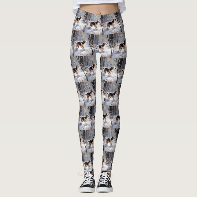 Beagle lässt es Weihnachten schneien Leggings (Vorderseite)