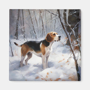 Beagle lässt es Weihnachten schneien Magnet