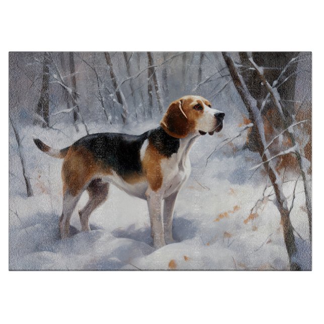 Beagle lässt es Weihnachten schneien Schneidebrett (Vorderseite)