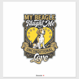Beagle lehrte mich bedingungslose Liebe Hundeherz Aufkleber
