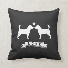 Beagle Liebe - Hunde Silhouetten mit Herz Kissen