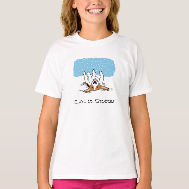 Beagle Lieben Winter - Lass es Schneehundstuhl Url T-Shirt (Vorderseite)