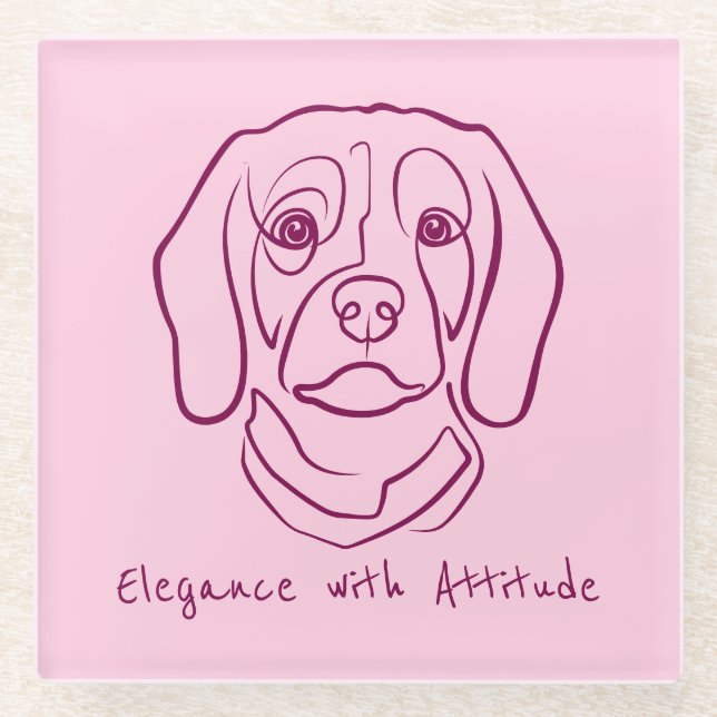 Beagle Line Art, Elegance with Attitude Glasuntersetzer (Vorderseite)