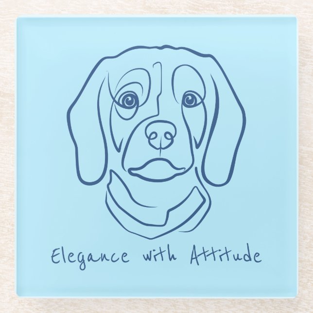 Beagle Line Art, Elegance with Attitude Glasuntersetzer (Vorderseite)