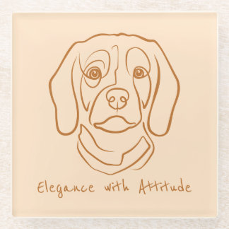 Beagle Line Art, Elegance with Attitude Glasuntersetzer