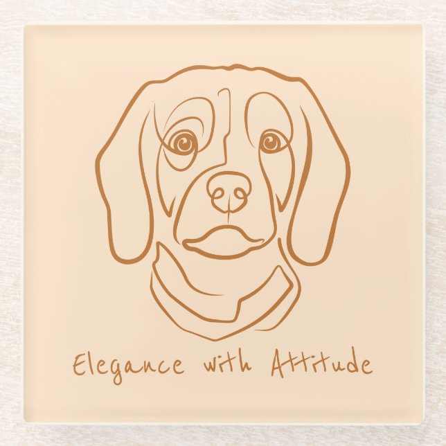 Beagle Line Art, Elegance with Attitude Glasuntersetzer (Vorderseite)