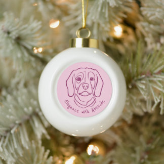 Beagle Line Art, Elegance with Attitude Keramik Kugel-Ornament