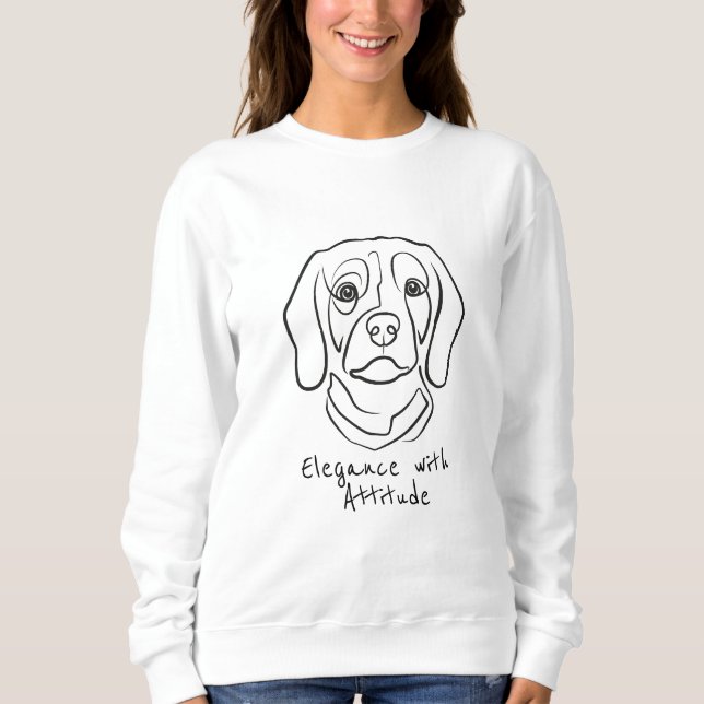 Beagle Line Art, Elegance with Attitude Sweatshirt (Vorderseite)