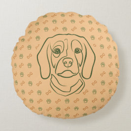 Beagle-Linienkunst, Eleganz mit Haltung Rundes Kissen