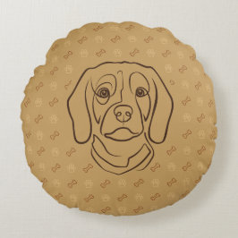 Beagle-Linienkunst, Eleganz mit Haltung Rundes Kissen