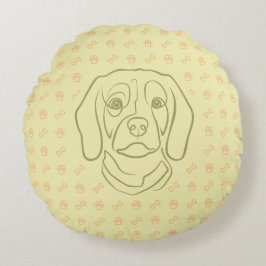 Beagle-Linienkunst, Eleganz mit Haltung Rundes Kissen