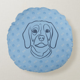 Beagle-Linienkunst, Eleganz mit Haltung Rundes Kissen