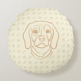 Beagle-Linienkunst, Eleganz mit Haltung Rundes Kissen