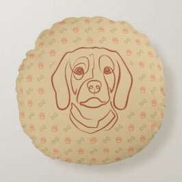 Beagle-Linienkunst, Eleganz mit Haltung Rundes Kissen