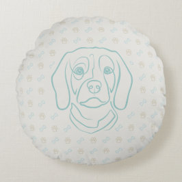 Beagle-Linienkunst, Eleganz mit Haltung Rundes Kissen