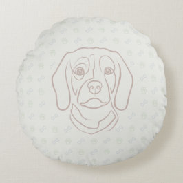 Beagle-Linienkunst, Eleganz mit Haltung Rundes Kissen