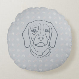 Beagle-Linienkunst, Eleganz mit Haltung Rundes Kissen
