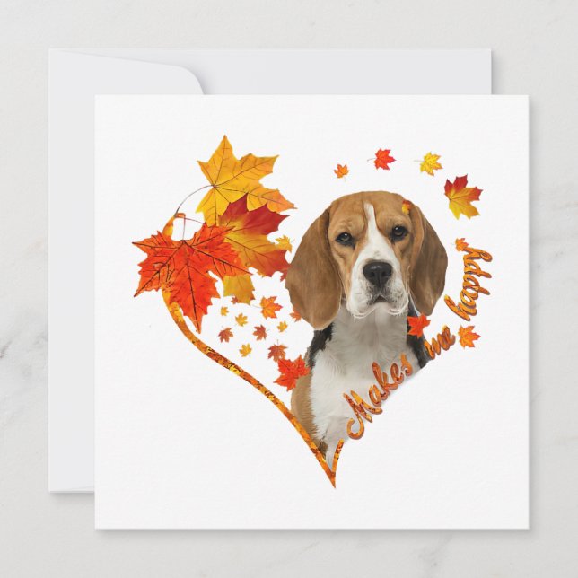 Beagle macht mich glücklich Herbst Blätter (Vorderseite)