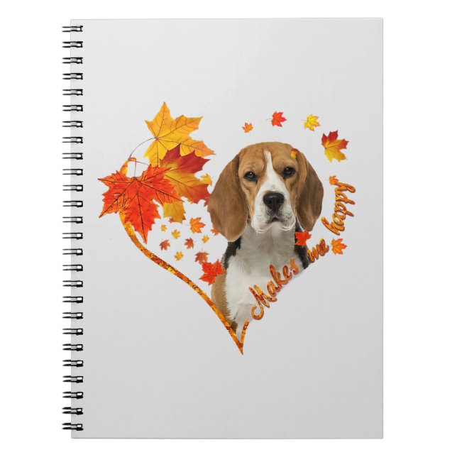 Beagle macht mich glücklich Herbst Blätter Notizblock (Vorderseite)