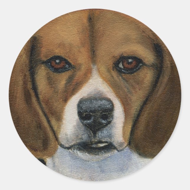 Beagle Malerei - Hunde Zucht Kunst Runder Aufkleber (Vorderseite)