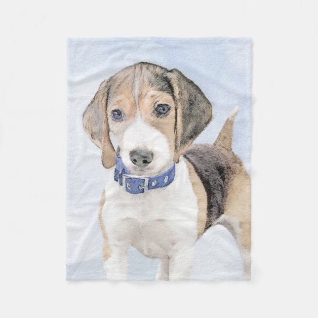 Beagle Malerei - Niedliche Original Hunde Kunst Fleecedecke (Vorderseite)