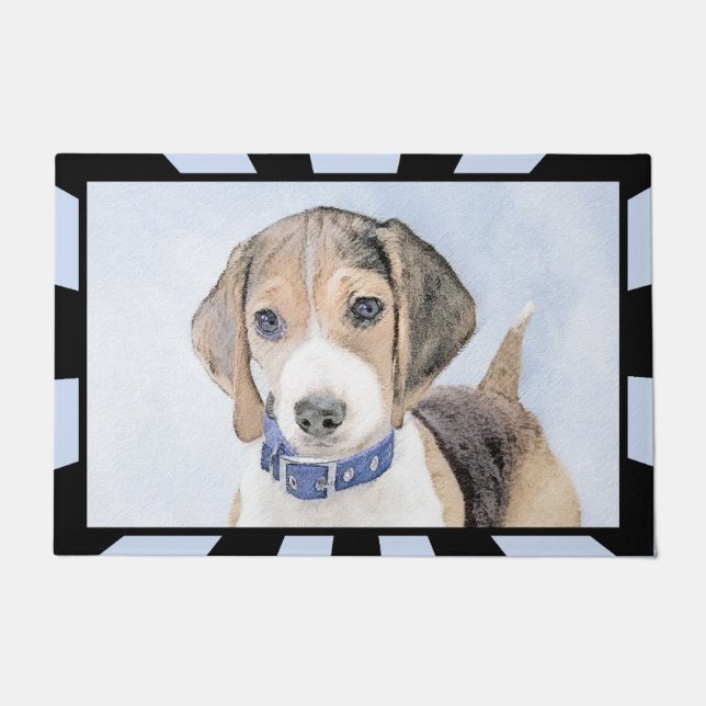 Beagle Malerei - Niedliche Original Hunde Kunst Fußmatte (Vorderseite)